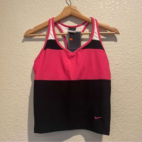 Nike Tops - Nike Dri Fit Womens Racerback Running Built in Bra Tank size Small Pink/Black
